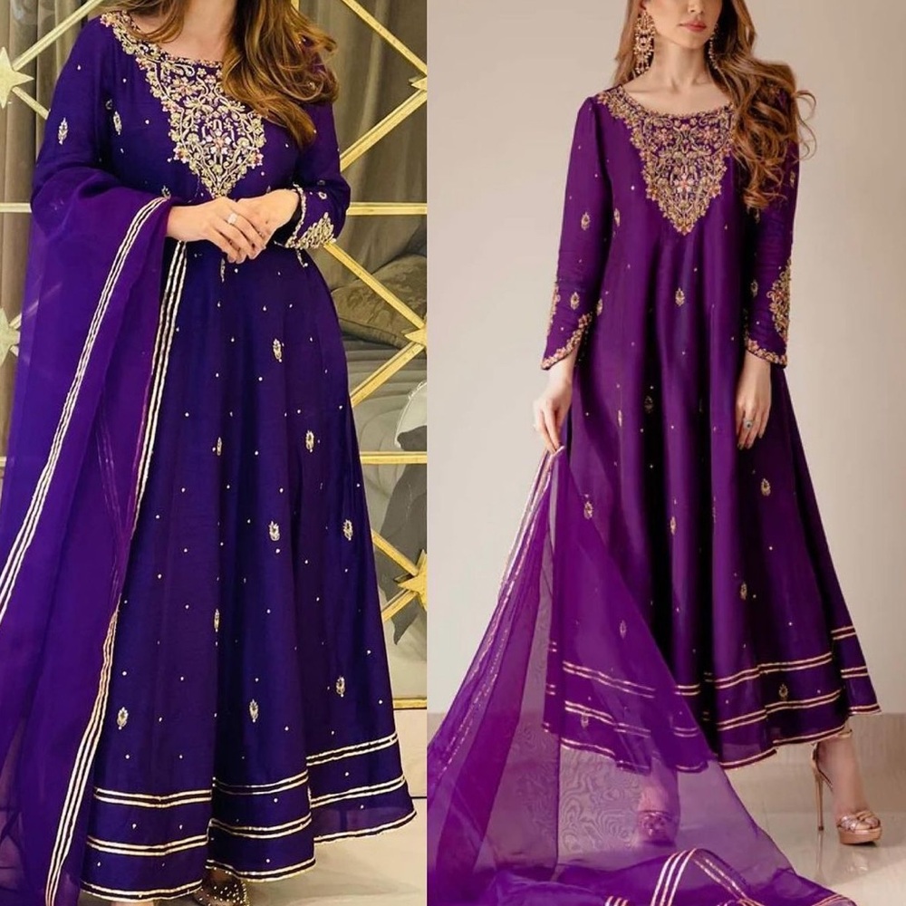 Purple long Pakistani Indian  shalwar kameez